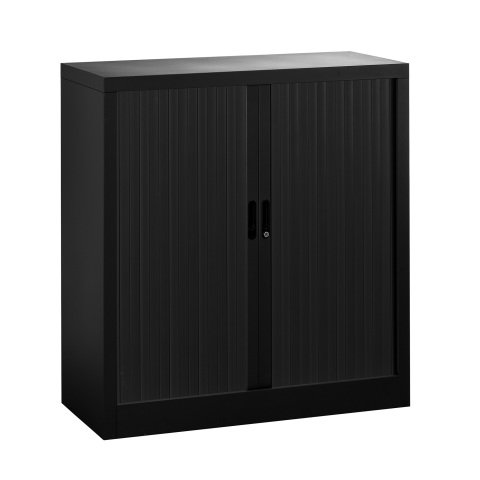Armario de persiana metálico desmontable Unión Alt 100 x An 100 cm estructura negra persianas negras