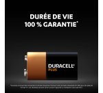 Pile Alcaline 9V - 6LR61 Duracell Plus- Blister de 2 piles 9 volts