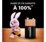 Pile Alcaline 9V - 6LR61 Duracell Plus- Blister de 2 piles 9 volts