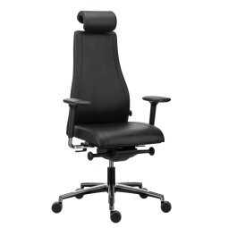 Fauteuil de bureau Victoria cuir - avec accoudoirs, appui-tête et soutien lombaire - Mécanisme Synchrone - Pied noir