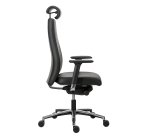 Fauteuil de bureau Victoria cuir - avec accoudoirs, appui-tête et soutien lombaire - Mécanisme Synchrone - Pied noir