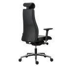 Fauteuil de bureau Victoria cuir - avec accoudoirs, appui-tête et soutien lombaire - Mécanisme Synchrone - Pied noir