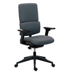 Chaise de bureau IMAX dossier tissu - avec ou sans accoudoirs - Mécanisme Synchrone + réglage profondeur d'assise - Pied noir