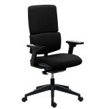 Chaise de bureau IMAX dossier tissu - avec ou sans accoudoirs - Mécanisme Synchrone + réglage profondeur d'assise - Pied noir
