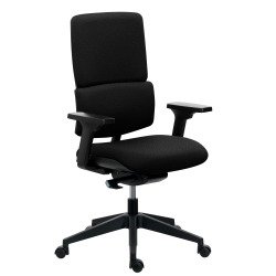 Chaise de bureau IMAX dossier tissu - avec ou sans accoudoirs - Mécanisme Synchrone + réglage profondeur d'assise - Pied noir