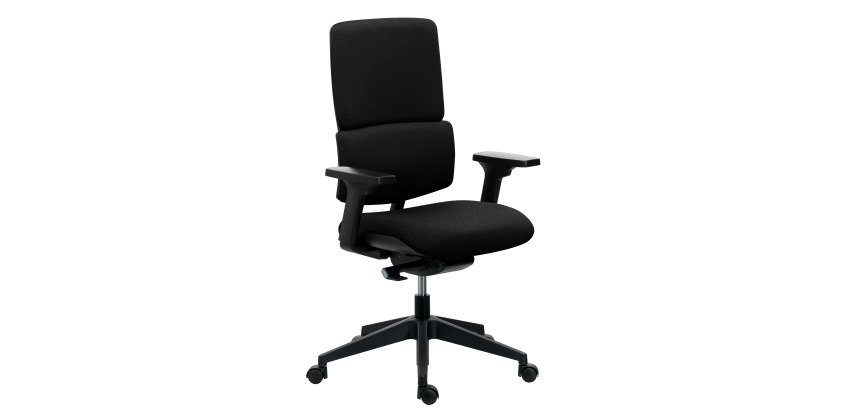 Chaise de bureau Wi-Max dossier tissu- avec accoudoirs 3D- Mécanisme Synchrone - Pied nylon noir
