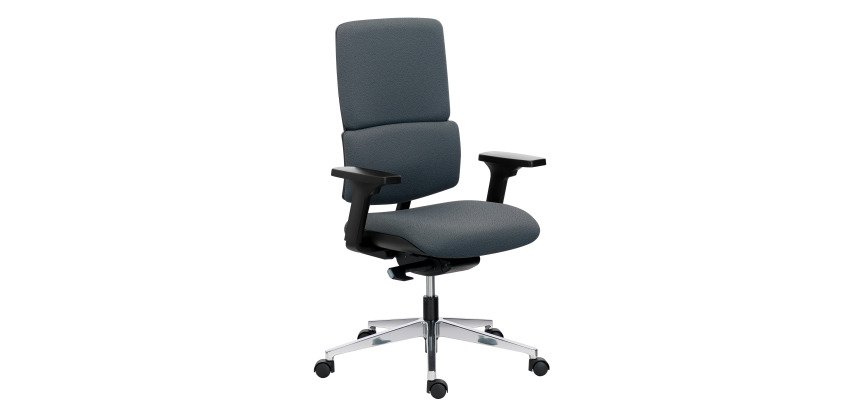 Chaise de bureau Wi-Max tissu - mécanisme synchrone - pieds alu - avec accoudoirs