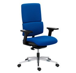 Office chair IMAX fire-retardant fabric, with or without armrests, lumbar support, self-regulating synchronous mechanism, aluminum legs