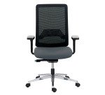 Chaise de bureau IMAX dossier maille - avec ou sans accoudoirs - Mécanisme Synchrone + réglage profondeur d'assise - Pieds aluminium