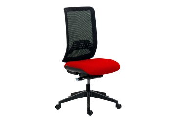 Office chair IMAX mesh back - armless - Synchronous Mechanism - Black nylon base - Red