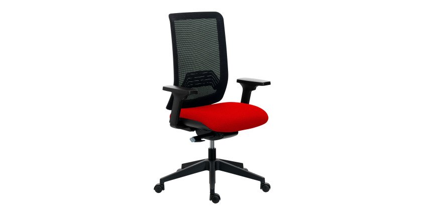 Chaise de bureau IMAX dossier maille - avec ou sans accoudoirs - Mécanisme Synchrone + réglage profondeur d'assise - Pied noir