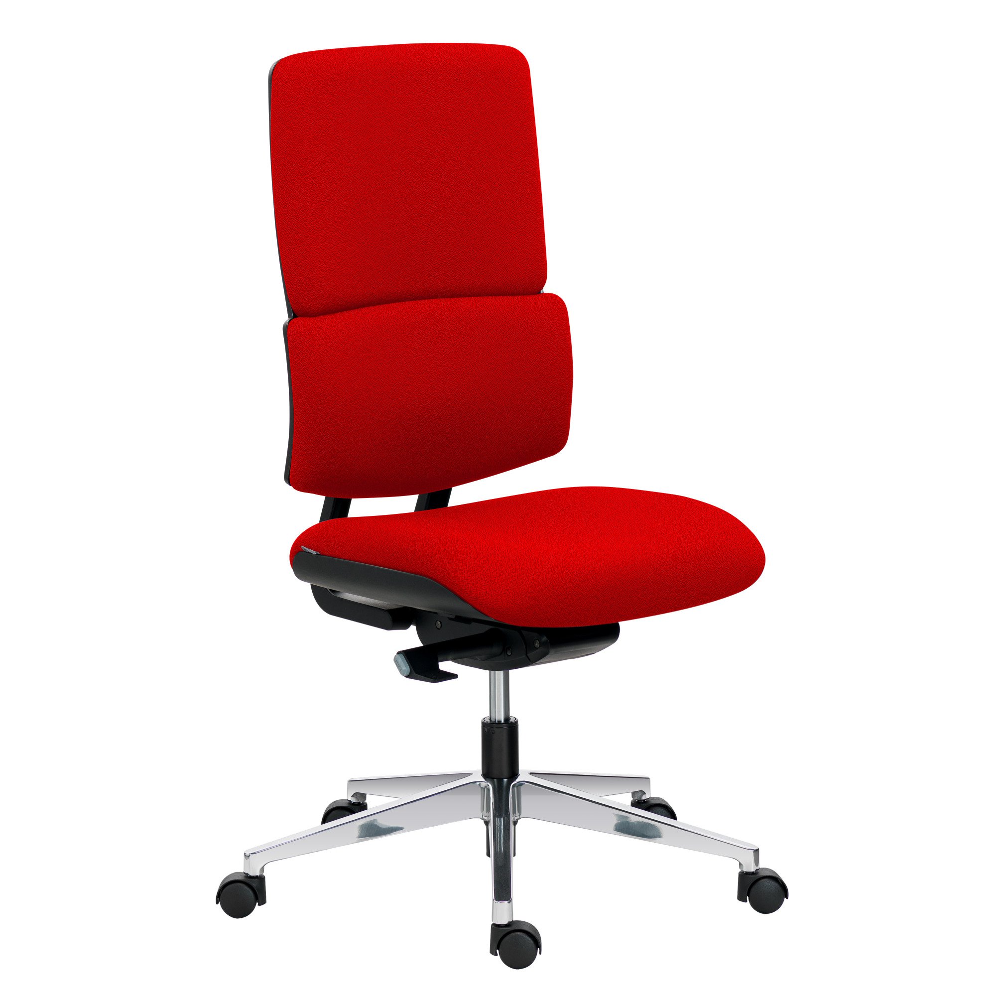 Office chair IMAX - red fabric backrest - synchronous + seat depth adjustment - lumbar support - without armrests - aluminum base