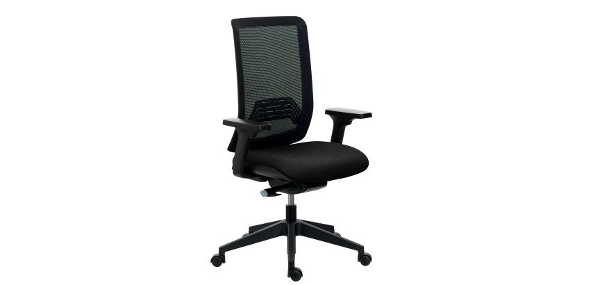 Chaise de bureau Wi-Max dossier maille - accoudoirs 3D - Mécanisme Synchrone - Pied nylon noir