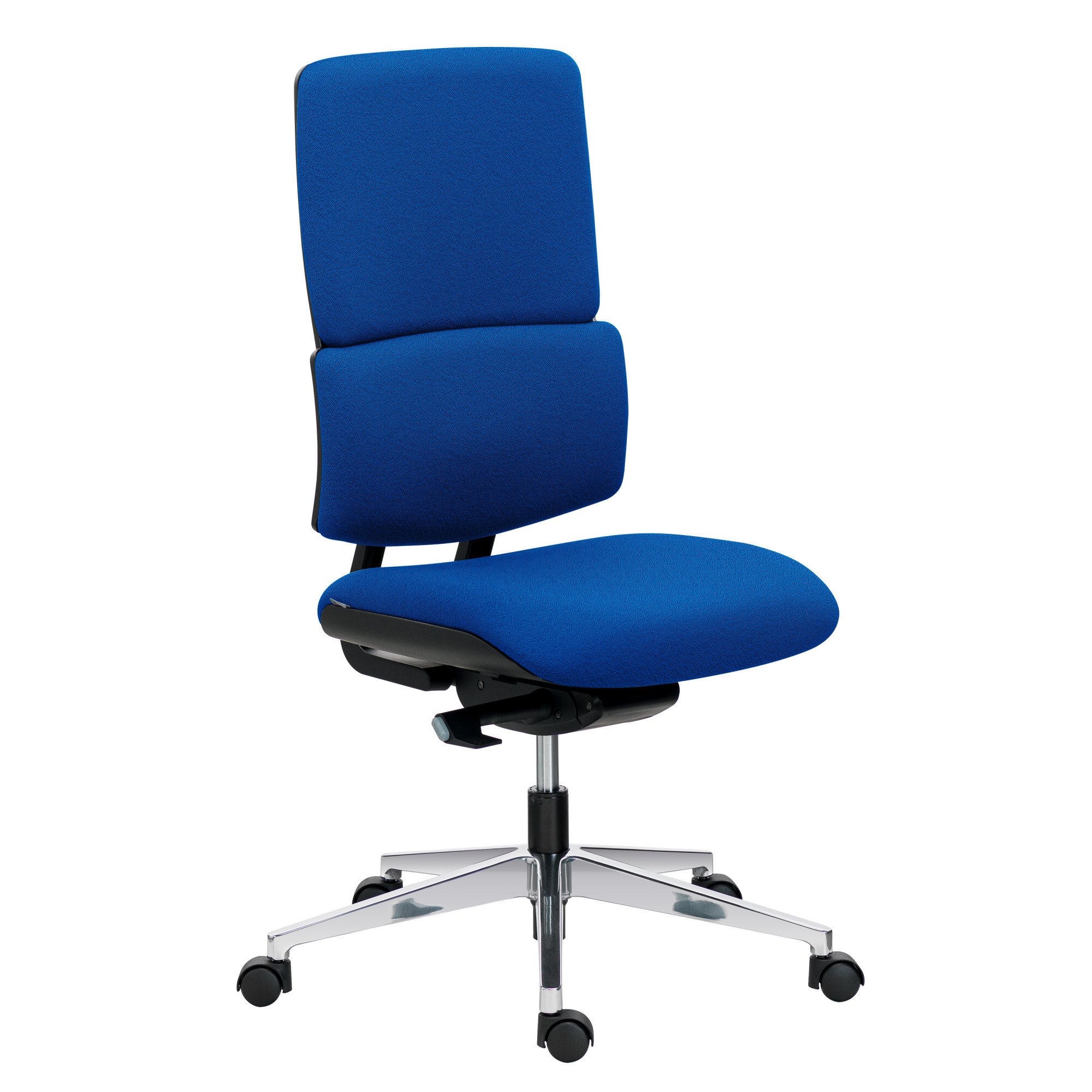 Office chair IMAX - blue fabric backrest - synchronous + seat depth adjustment - lumbar support - armless - aluminum base