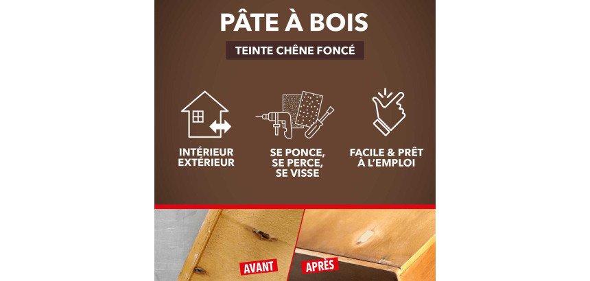 Pâte rebouchage bois - naturel - 250 g