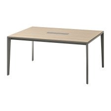 Table Opale L 160 x P 120 cm avec top access et goulotte orme pied gris ombre