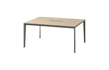 Opal table with top access and elm leg in shadow grey