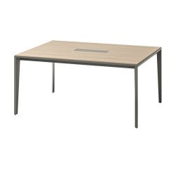 Opal table with top access and elm leg in shadow grey