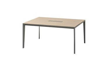Table Opale L 160 x P 120 cm avec top access et goulotte orme pied gris ombre