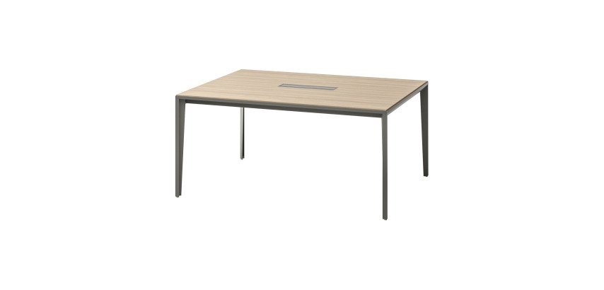 Opal table with top access and elm leg in shadow grey