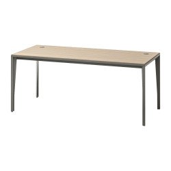 Rechte tafel Opale L 180 x D 80 cm esdoorn en grijze poten