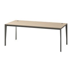 Rechte tafel Opale L 200 x D 90 cm essenhout met grijze poten