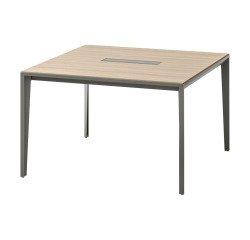 Square Opal table W 120 x D 120 cm with top access and elm groove grey shadow leg