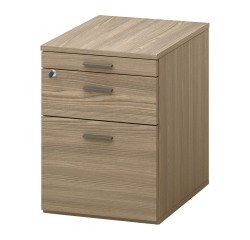 Mobile pedestal with Opale wheels 2 drawers + 1 pencil tray drawer elm