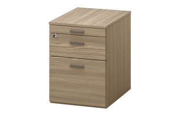 Mobile pedestal with Opale wheels 2 drawers + 1 pencil tray drawer elm