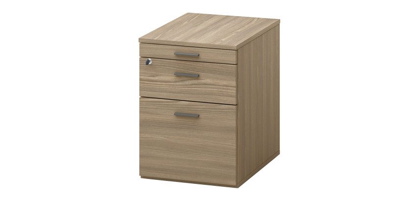 Mobile pedestal with Opale wheels 2 drawers + 1 pencil tray drawer elm