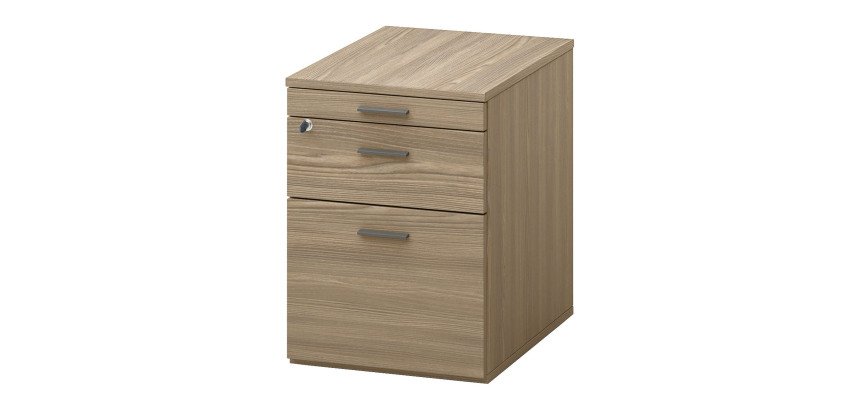 Caisson mobile à roulettes Opale 2 tiroirs +1 tirette plumier  tiroirs orme