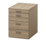 Caisson mobile à roulettes Opale 3 tiroirs + 1 tirette plumier orme