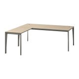Bureau de direction d'angle Opale orme pied gris