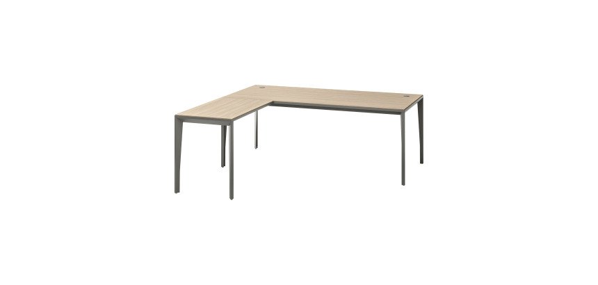 Bureau de direction d'angle Opale orme pied gris