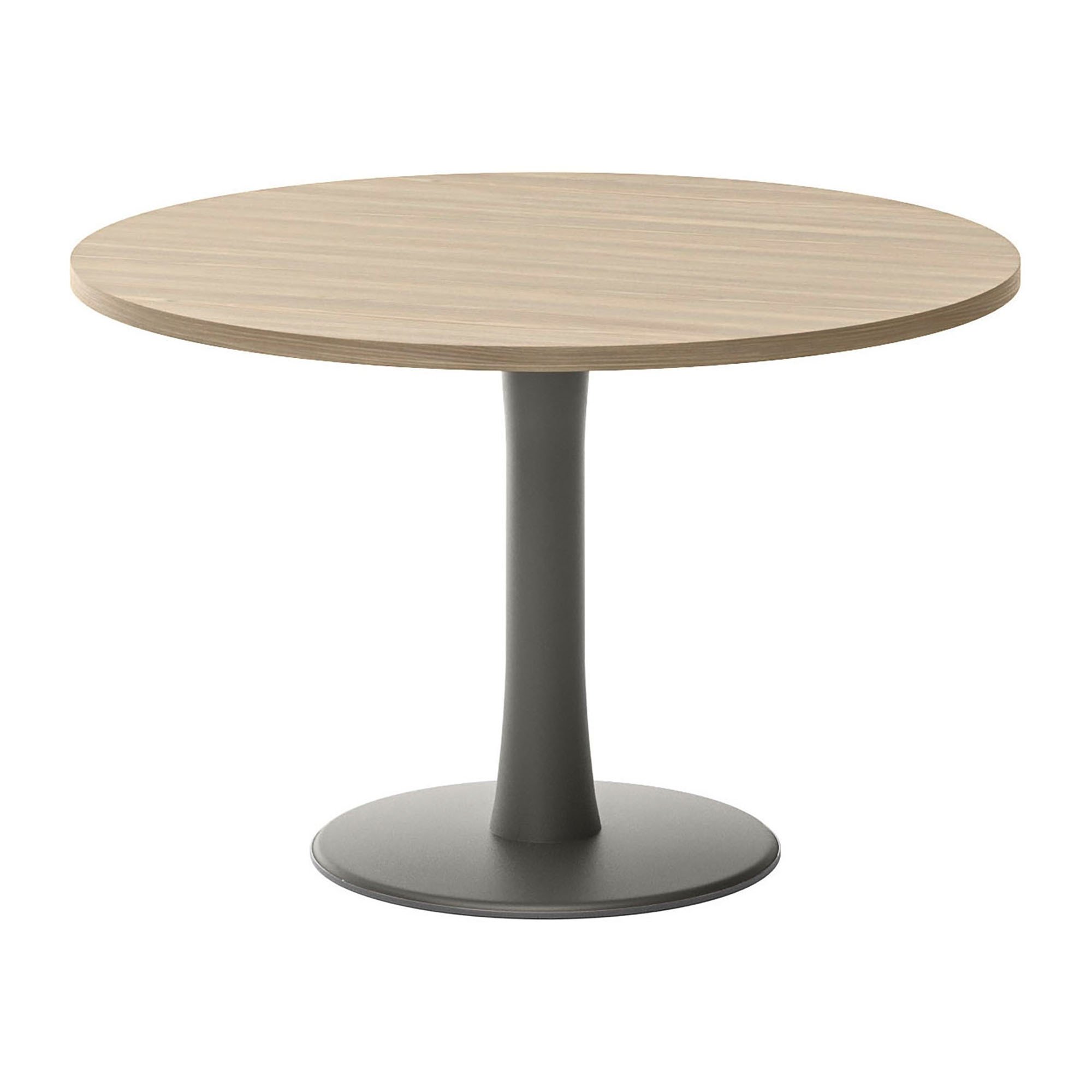 Table de réunion ronde Opale orme avec pied tulipe gris ombre