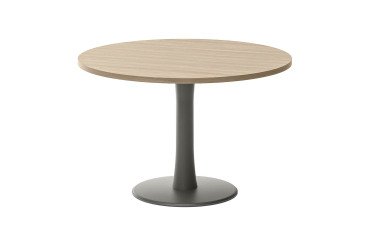 Table de réunion ronde Opale orme avec pied tulipe gris ombre