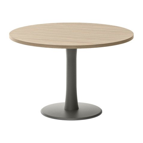 Table de réunion ronde Opale orme avec pied tulipe gris ombre