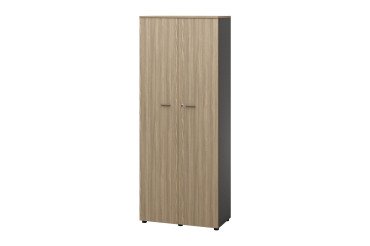 Tall Opale Wardrobe W 86 x H 216 cm anthracite body swinging doors elm