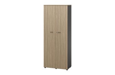 Tall Opale Wardrobe W 86 x H 216 cm anthracite body swinging doors elm
