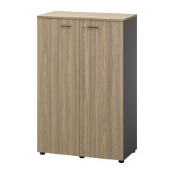 Half high Opale wardrobe W 86 x H 133 cm anthracite body with swinging doors elm