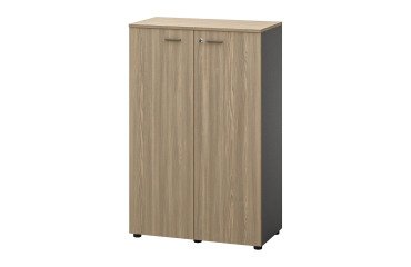 Half high Opale wardrobe W 86 x H 133 cm anthracite body with swinging doors elm