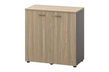 Low Opal Cabinet W 86 x H 88 cm anthracite body swinging doors elm