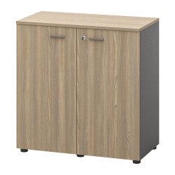 Low Opal Cabinet W 86 x H 88 cm anthracite body swinging doors elm