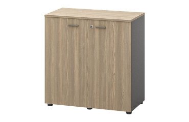 Low Opal Cabinet W 86 x H 88 cm anthracite body swinging doors elm