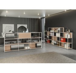Libreria componibile Doe l 90 x p 44 cm bimateriale metallo-melaminico con 1 fianco intermedio ed 1 fianco terminale