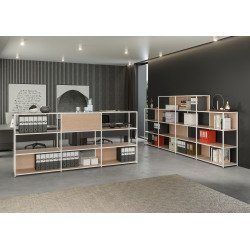 Additional module for modular bookcase Doe l 90 x d 44 cm bimaterial metal-melamine with 1 intermediate side