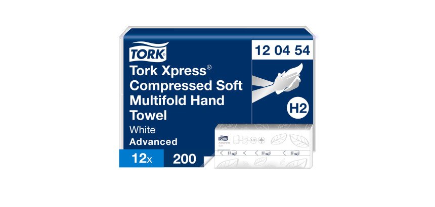 Essuie-mains pliés Tork H2 compressés Tork Xpress Advanced - Sachet de 2400