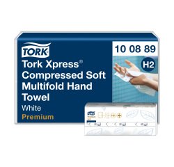 Essuie-mains pliés Tork H2 compressés Tork Xpress doux Premium - Sachet de 2700