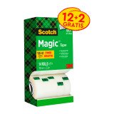 Scotch Magic Tape 19mm x 33m Invisible Value Pack 12 + 2 Free Rolls