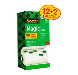 Scotch Magic Tape 19mm x 33m Invisible Value Pack 12 + 2 Free Rolls